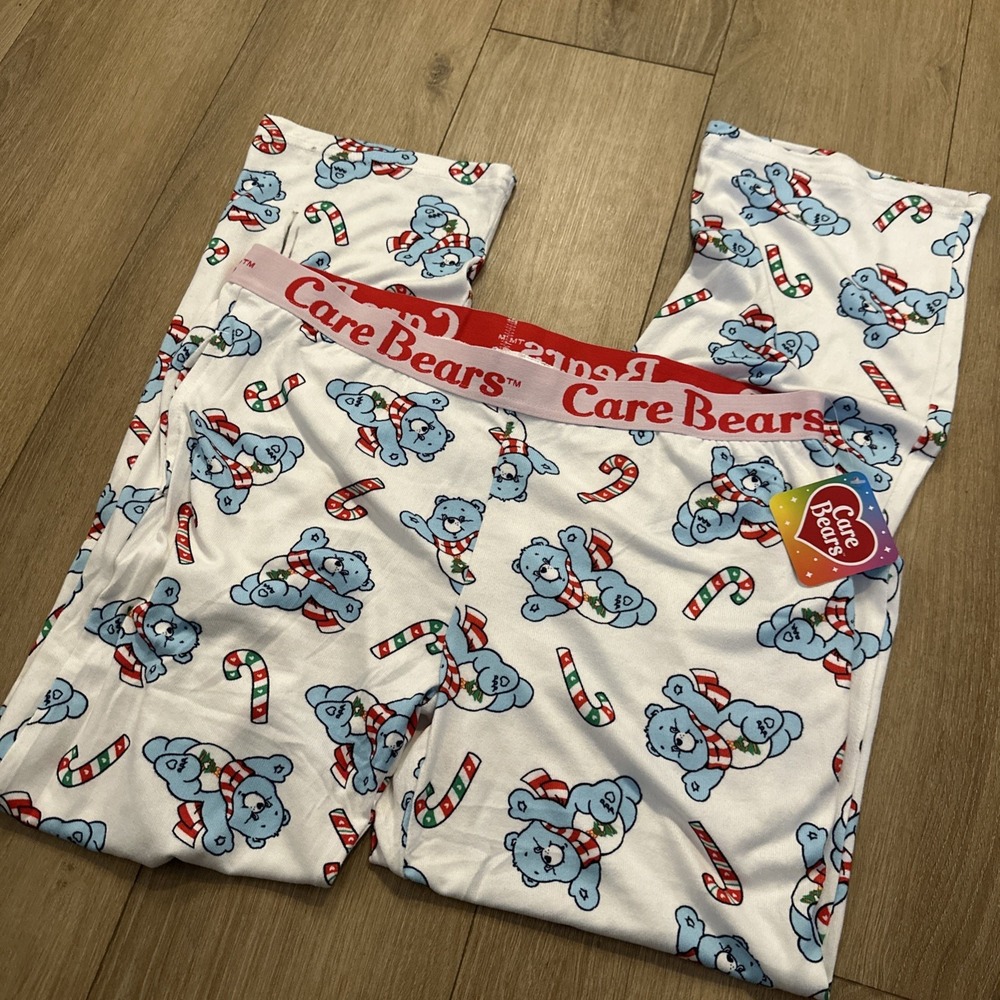 Care Bears Woman's Sleep Lounge Pants Holiday Candy Cane‎ White Medium NEW